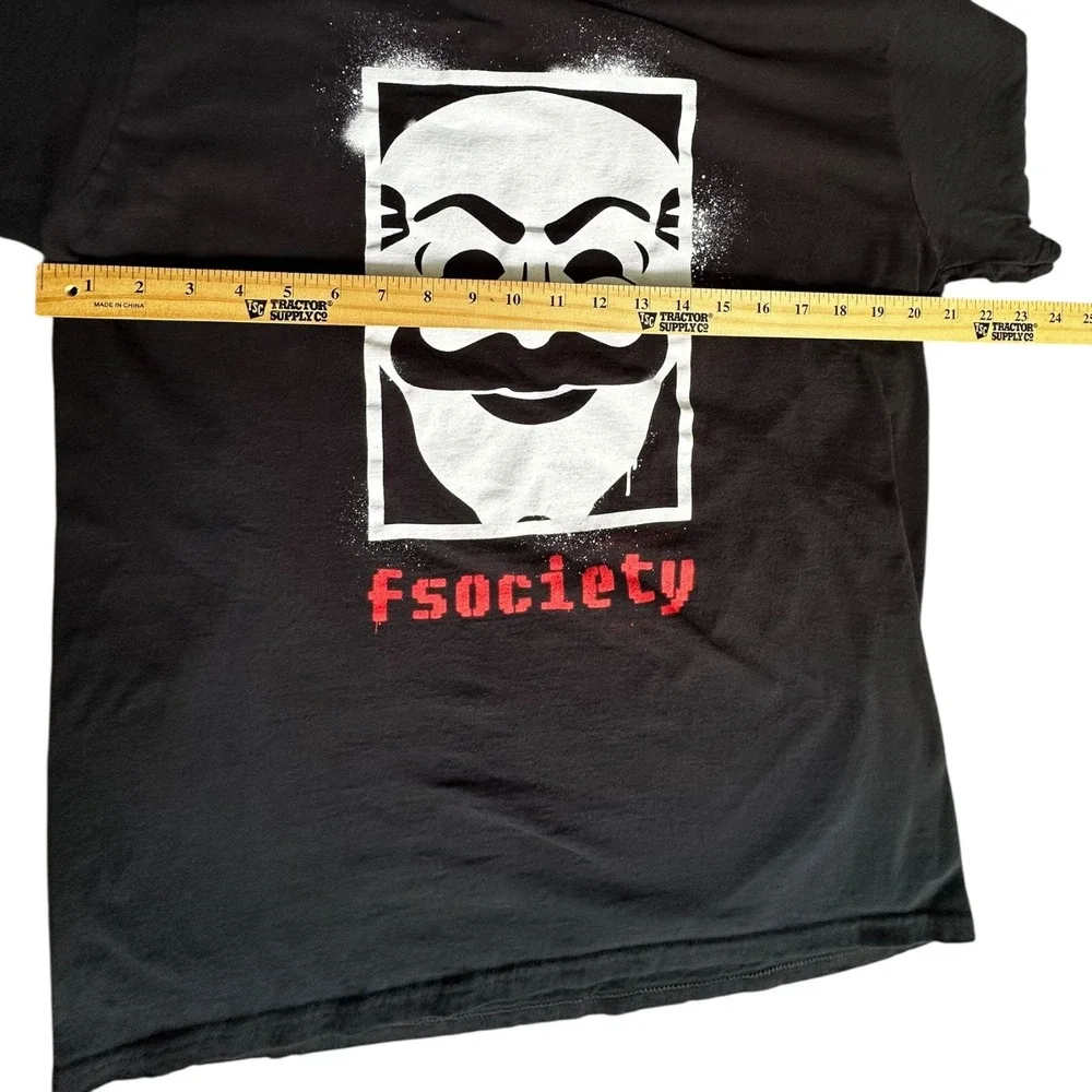 Fsociety Graphic T-Shirt‎ Crew Neck Short Sleeve Top - Picture 2 of 12